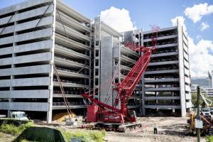 a crane collapsed and twisted onto a building in Orlando, FL. 