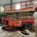A scissor lift in the UK after it suffered structural failure